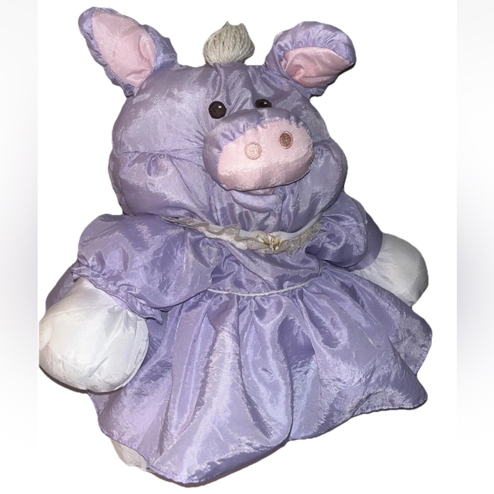 Puffalump 80s Plush Fisher Price Lavender Purple Pig w/ Dress 1987 16” VTG EUC - Picture 2 of 7
